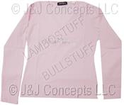 Ladies Pink Strass Rhinestones Long Sleeve Shirt 