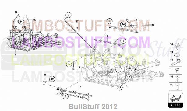 2012 Lamborghini AVENTADOR LP700-4 COUPE AUSTRALIA REAR FRAME ELEMENTS ...
