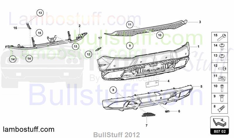 2015 Lamborghini HURACAN LP 610-4 COUPE EUROPE REAR BUMPERS (807.02.00)