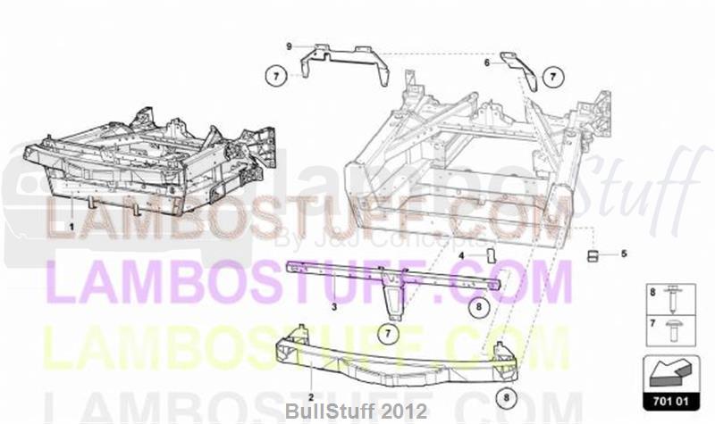 2012 Lamborghini AVENTADOR LP700-4 COUPE JAPAN FRONT FRAME ELEMENTS ...