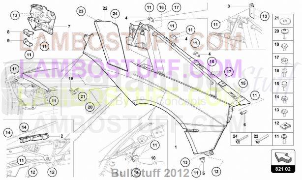 2013 Lamborghini AVENTADOR LP700-4 ROADSTER JAPAN REAR FENDER (821.02.00)