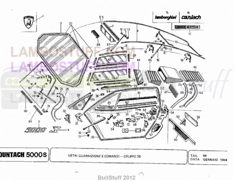 1984 Lamborghini Countach 5000s Usa Glass Gaskets And Controls 40