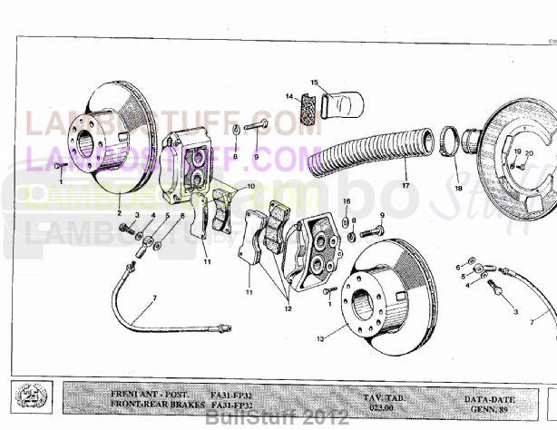 1989 Lamborghini Countach 25th USA Front - Rear Brakes (023.00)