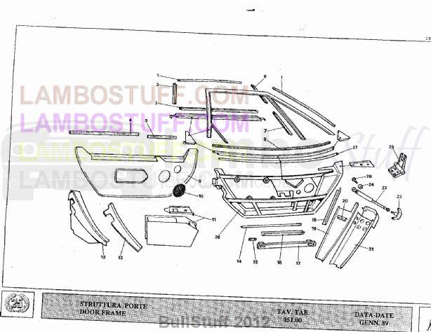 1989 Lamborghini Countach 25th Usa Door Frame 051 00