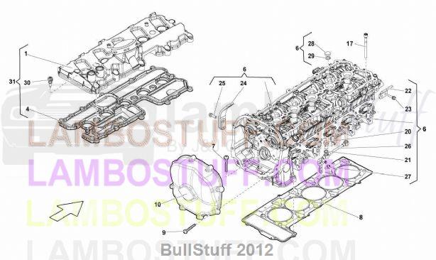 2009 Lamborghini GALLARDO LP 560-4 COUPE USA LEFT CYLINDER HEAD AND ...