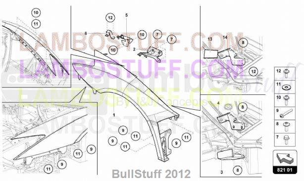 2014 Lamborghini AVENTADOR LP720-4 ROADSTER 50th USA FRONT FENDER (821. ...