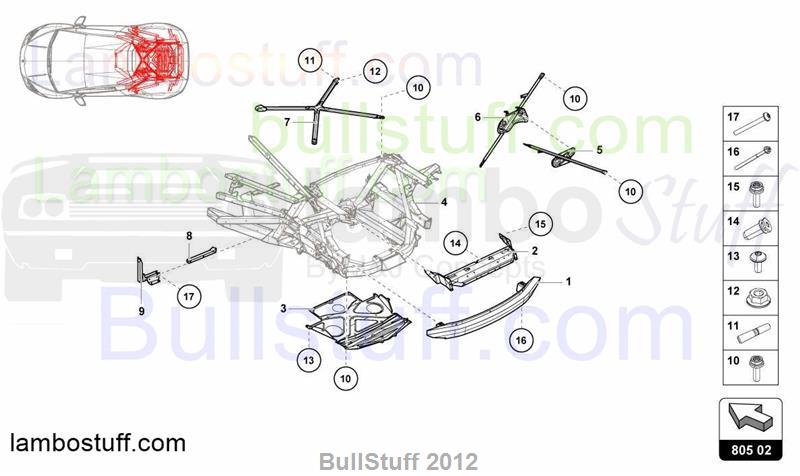 2015 Lamborghini HURACAN LP 610-4 COUPE USA FRONT FRAME OUTER ELEMENTS ...