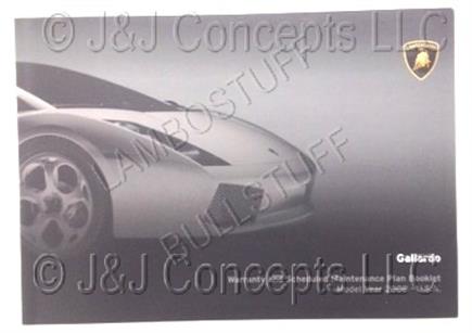 GALLARDO 2008 WARRANTY AND MAINTENANCE PLAN BOOK 