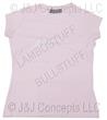 Ladies Pink Strass Round Neck Short Sleeve Size M -50% OFF