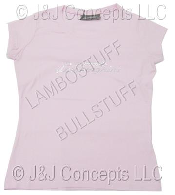 Ladies Pink Strass Round Neck Short Sleeve Size L -50% OFF