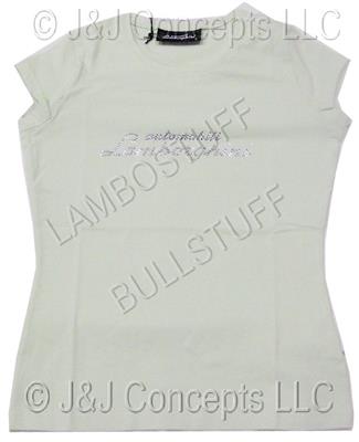 Ladies Green Strass Rhinestone Round Neck Short Sleeve Shirt size Medium -50% OFF