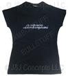 Ladies Blue Strass V Neck Short Sleeve Size L 