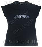 Ladies Blue Strass Rhinestone Vneck Short Sleeve Shirt