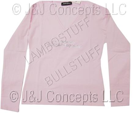 Ladies Pink Strass Rhinestones Long Sleeve Shirt size Medium  -50% OFF