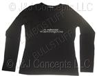 Ladies Black Strass Logo V Neck Long Sleeve Shirt size Medium