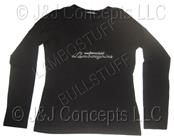 Ladies Black Strass Logo V Neck Long Sleeve Shirt