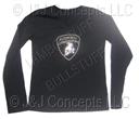 Ladies Black Lamborghini Crest Long Sleeve V Neck top size Large -50% OFF