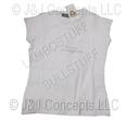 Ladies White Strass Round Neck Short Sleeve Size L -50% OFF