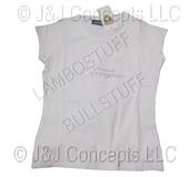 Ladies White Strass Round Neck Rhinestone Short Sleeve Shirt