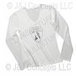 Ladies White Strass Rhinestone V Neck Long Sleeve Shirt size Large -50% OFF