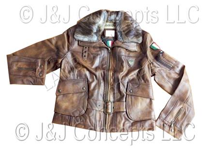 Ladies Brown Leather Flying Jacket Size L 75% OFF