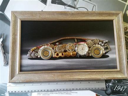 Huracan Steampunk Art silver wood frame 14 in by 9 in