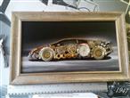 Huracan Steampunk Art silver wood frame 14 in by 9 in