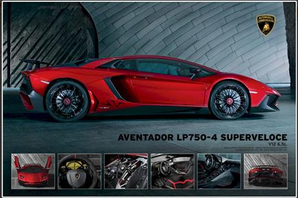 Poster Lamborghini Aventador LP750-4 Size 36 in x 24 in